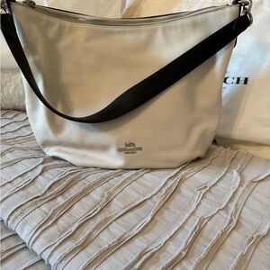 Coach Skylar Chalk White with Black Shoulder Strap Hobo
